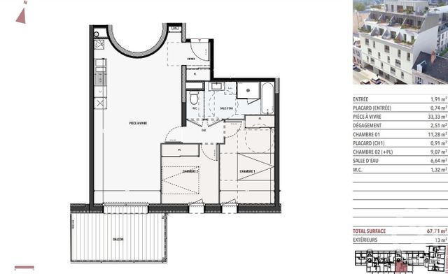 Appartement F3 à louer - 3 pièces - 67.71 m2 - ORLEANS - 45 - CENTRE - Century 21 Premium